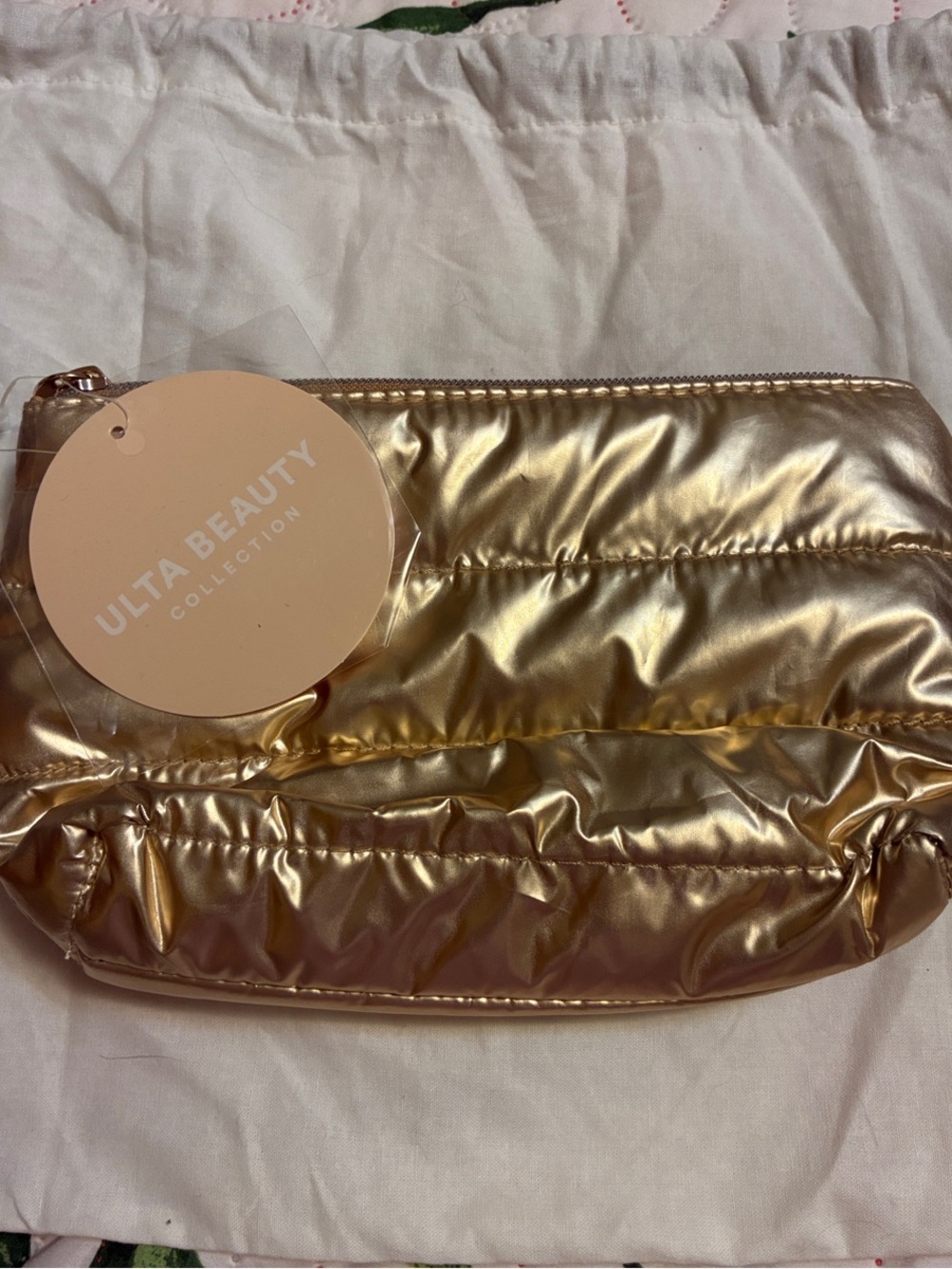 Ulta Beauty Gold Quilted Metallic Cosmetic Bag